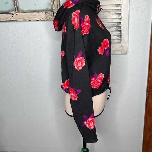 Pink by Victoria's Secret Black Floral Jacket Hoodie Women's Sweater Size Small - Picture 9 of 11